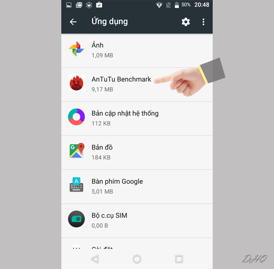Chọn ứng dụng muốn gỡ